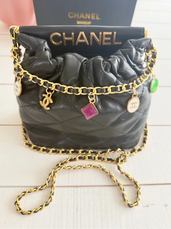 Quilted Crossbody Charm Bag