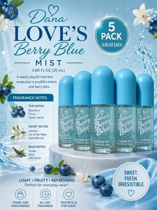 5 pk Dana Love's Berry Blue Mist 0.69 oz
