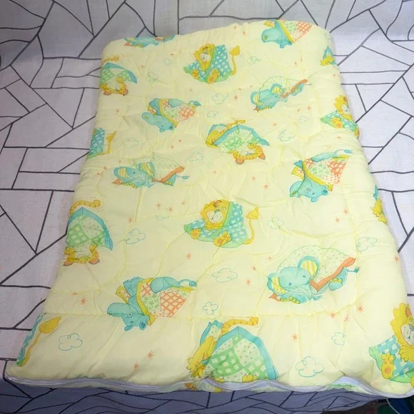 Vintage Baby Sleeping Bag Bunting One Size Yellow Lion Elephant‎ Quilted Zipper