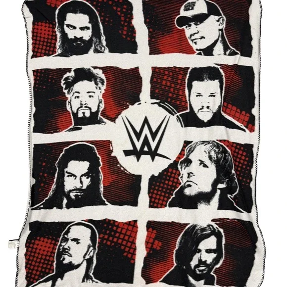WWE Throw Blanket 50x60 Superstars Fleece Silver Buffalo Multicolor Red Soft