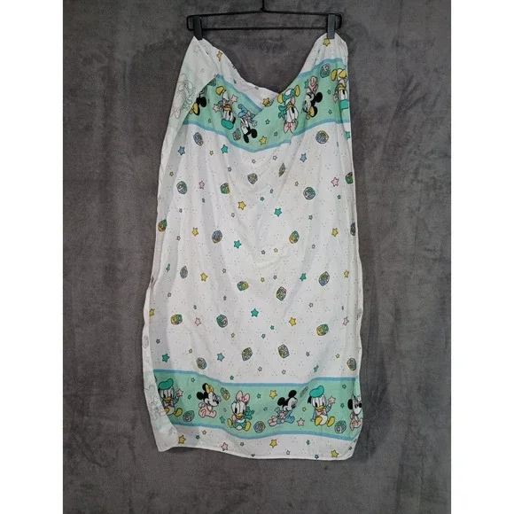 Vintage Disney Babies Receiving Blanket‎ Mickey Minnie ABC Alphabet Stains