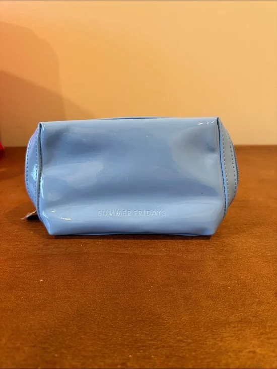 Summer Fridays Glossy Sky Blue Vinyl Cosmetic Pouch