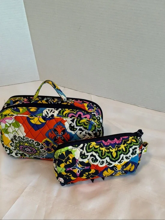 Vera Bradley Quilted Cosmetic Pouch Set in Multicolor Floral Print