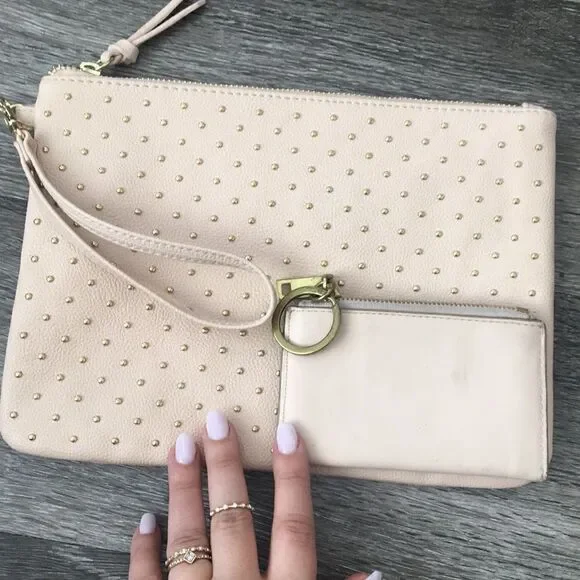 Tan  beaded bag