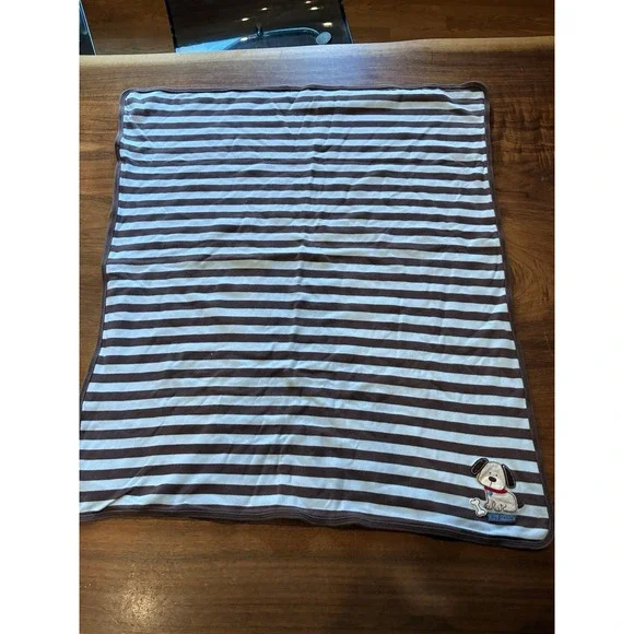 Carter's Baby Blue & Brown Striped Puppy Baby Blanket Dog Gone Cute Puppy Lovey
