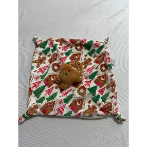 Parents Choice Gingerbread Man Xmas Plush Rattle Baby Security Blanket Knotted