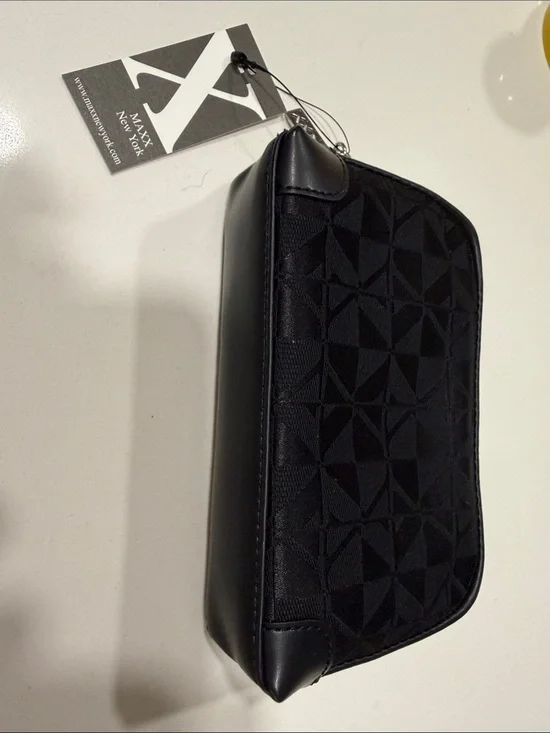 Maxx New York Black Geometric Jacquard Cosmetic Case
