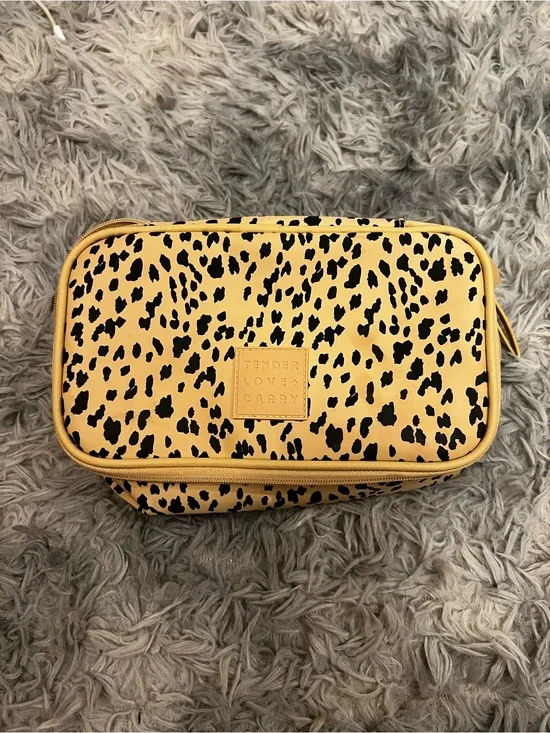 Leopard Print Cosmetic Bag in Yellow