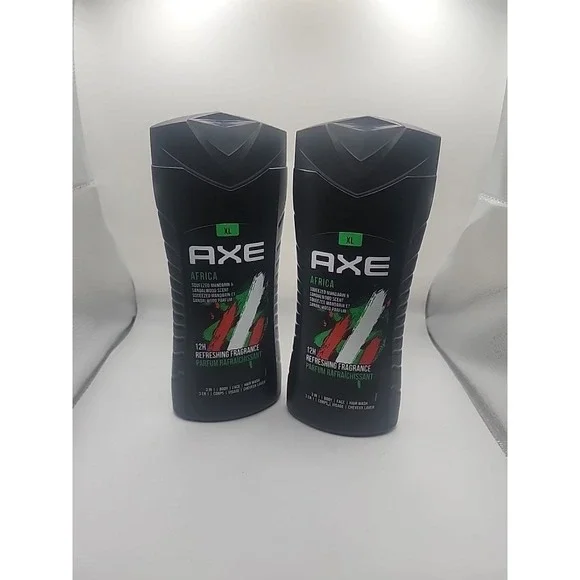 2 Axe Body Wash Africa Sandalwood Scent 3 In 1 Body Face  400 ml 13.5oz