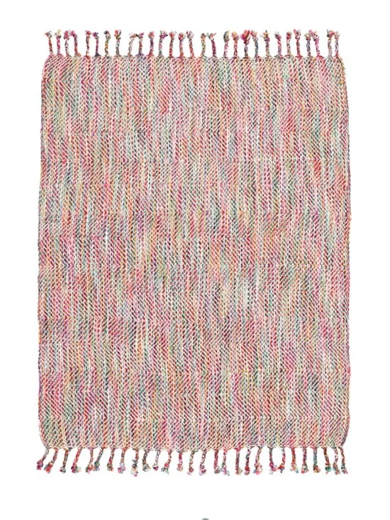Multicolor Stitch Fringe Throw Blanket