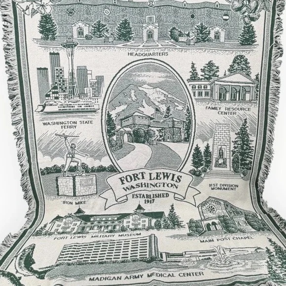 Fort Lewis Washington Woven Throw Blanket 48x63
