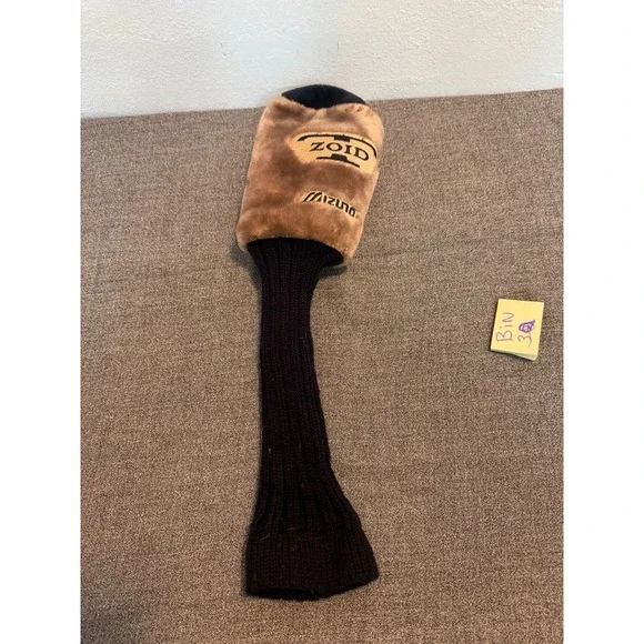 Vintage Mizuno T-Zoid Golf Driver #1 Plush Fuzzy Golf Head Cover Black Brown