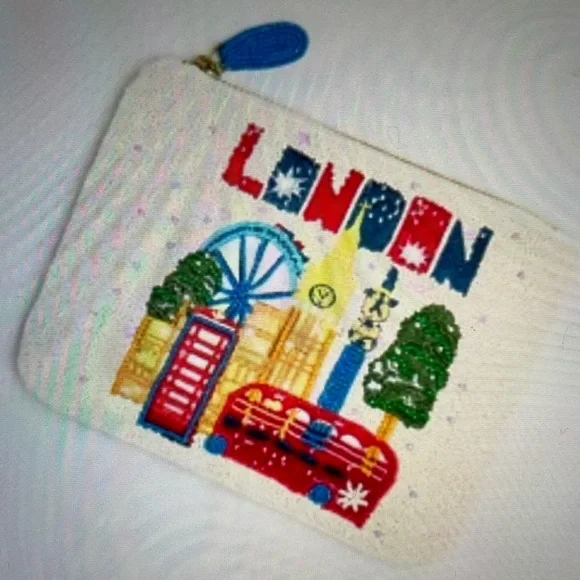 ❤️ ANTHROPOLOGIE DANIELLA MANINI BEADED LONDON POUCH BAG PURSE NEW