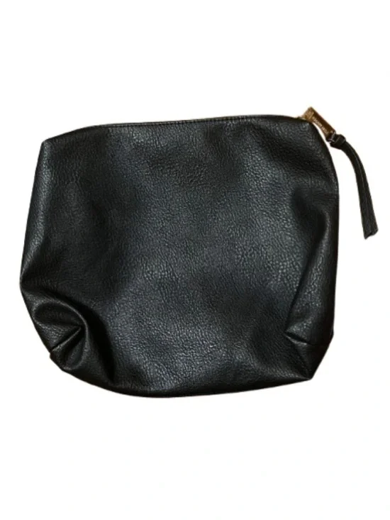 Steve Madden Classic Black Faux Leather Large Clutch Cosmetic Pouch
