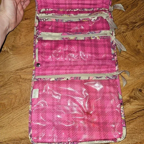 Vera Bradley Travel Organizer Pink Paisley Quilted Toiletry Cosmetic Bag