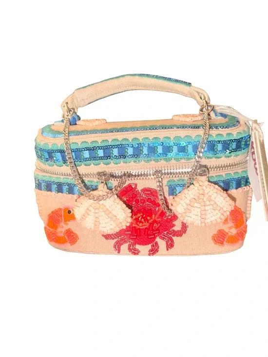 Seaside Beaded Cosmetic Bag - Peach and Blue