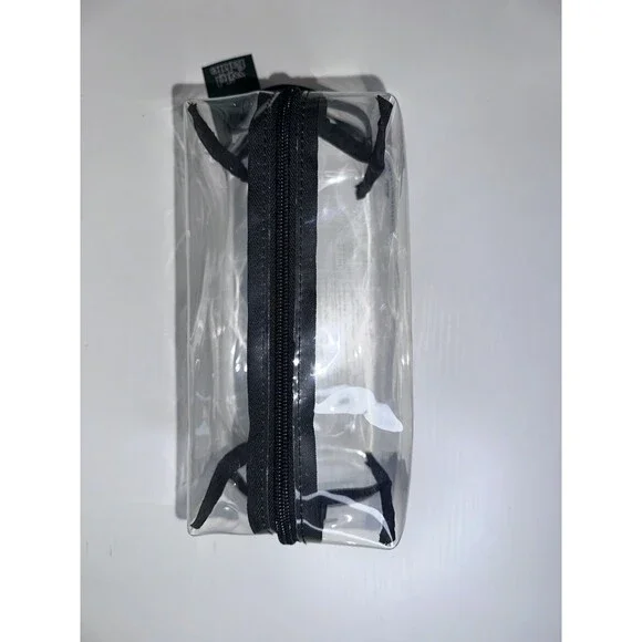Transparent PVC Cosmetic Bag Black Mesh Gym Travel Vacation Toiletry Organizer