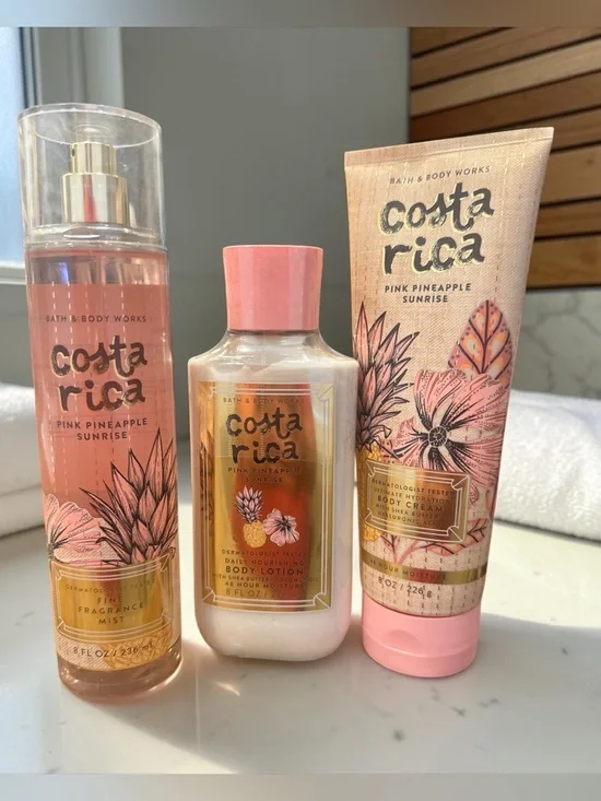 NWT Bath & Body Works Costa Rica Pink Pineapple Sunrise Body Care Set