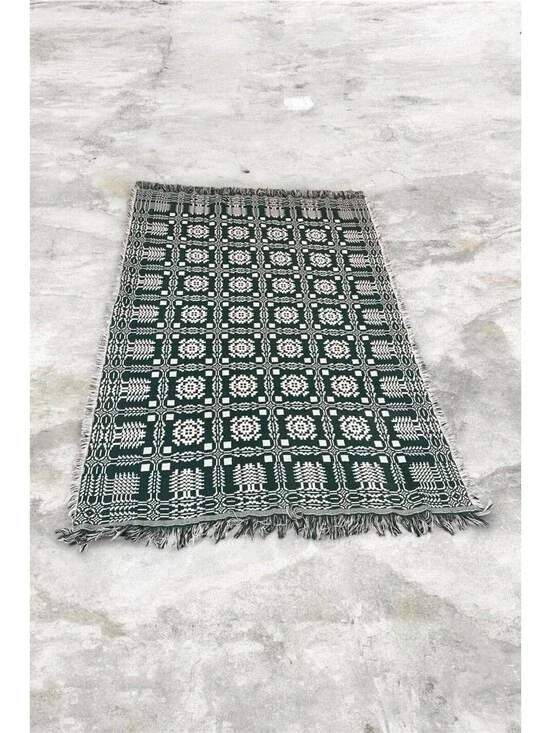 Goodwin Weavers Woven Cotton Throw Blanket 52 X 72 Fringed USA