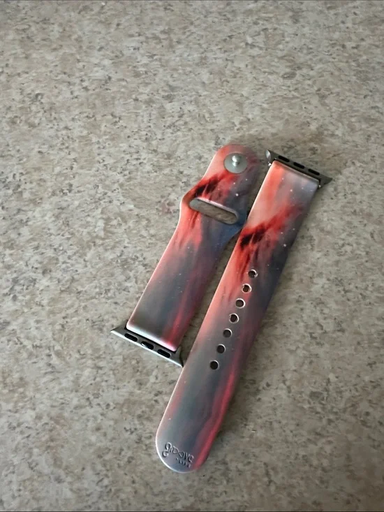 Marbled Red-Black Silicone Watch Band for apple watch