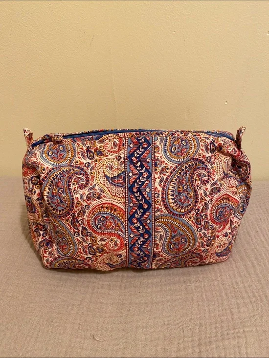 ANOKHI POUR SIMRANE Printed Paisley Cosmetic Bag - Blue & Red