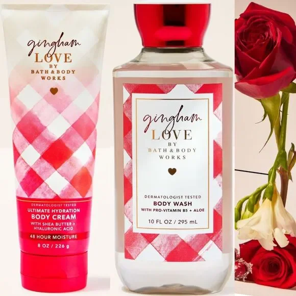 Bath & Body Works Gingham Love Body Cream & Body Wash Valentine's Day Set NEW