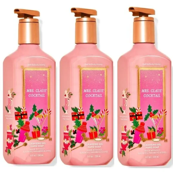 Bath & Body Works Mrs. Claus' Cocktail Hand Soap Set of 3 NEW