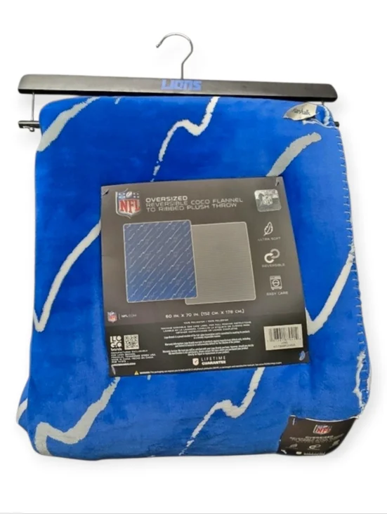 NFL Lions Blue and White Throw Blanket