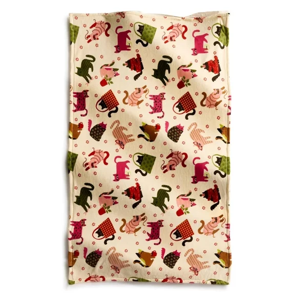 Vera Bradley Herding Cats Seedpearl Outlet Essential Throw Blanket in fleece