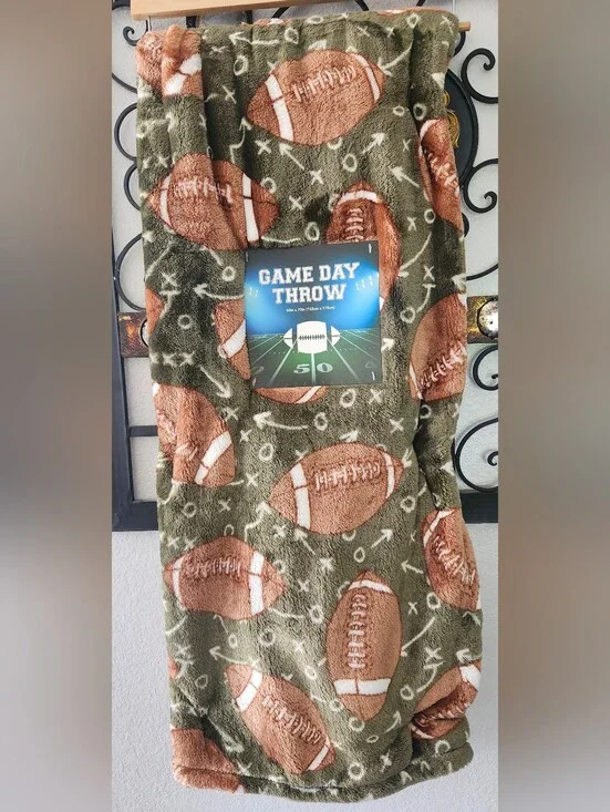 Game Day Football Theme Throw Blanket