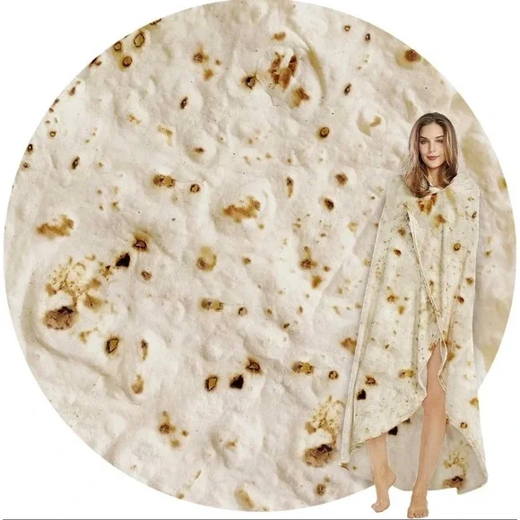 SeaRoomy Burrito Tortilla‎ Wrap Blanket Round Novelty Soft Flannel Throw 60 inch