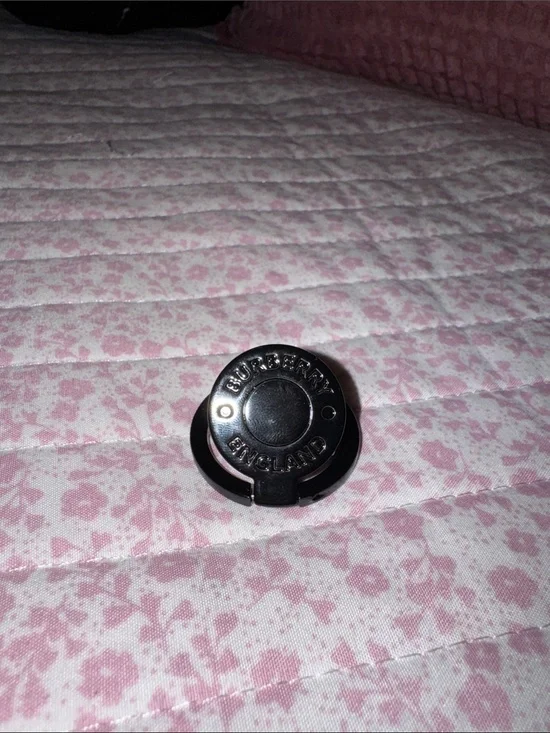 Burberry Black Rotating Phone Ring Holder with Branded Accent