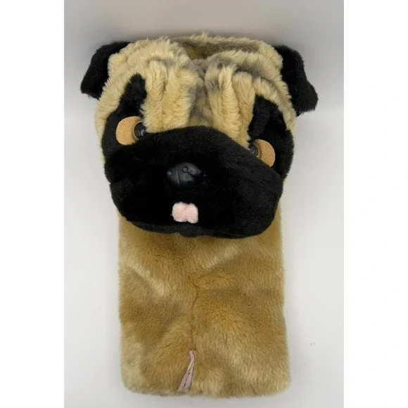 Daphne's Pug Dog Golf Club Headcover Plush Driver Cover Brown Black