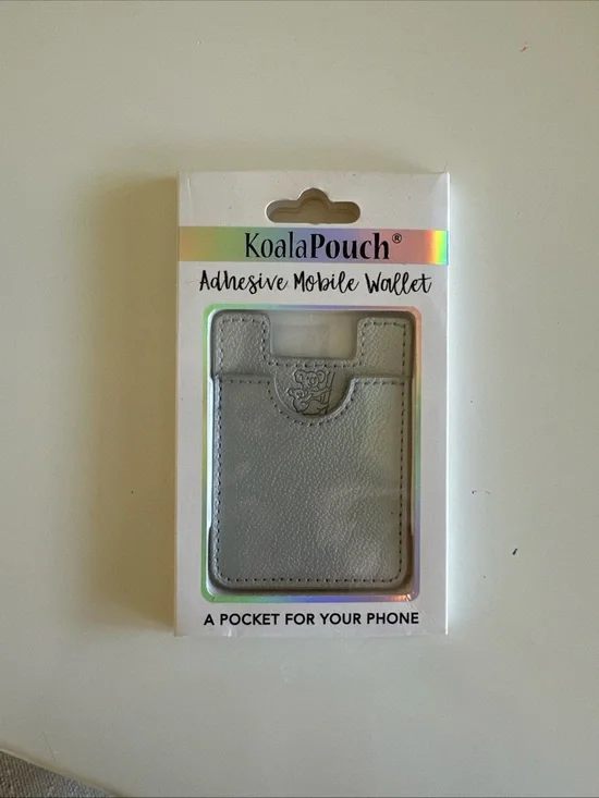 KoalaPouch Holographic Silver Adhesive Phone Wallet Card Holder NWT