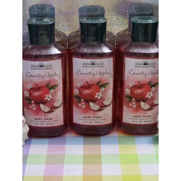 Bath & Body Works Country Apple Body Wash Set of 3 NEW Rare