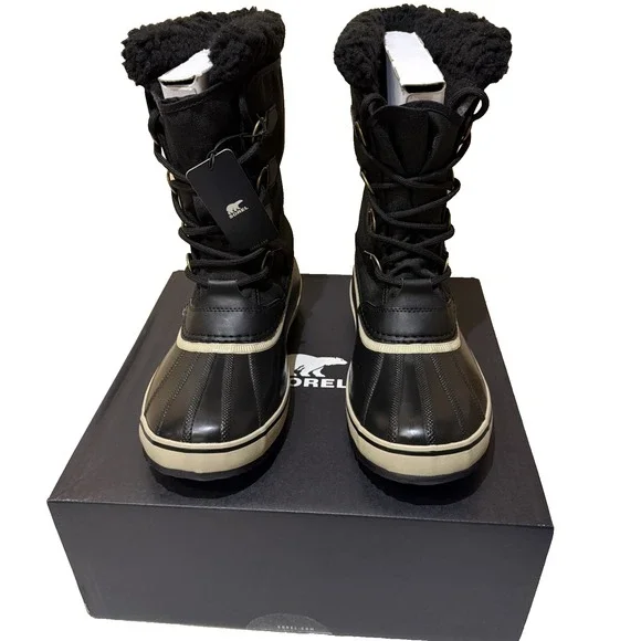 Sorel Men's 1964 Pac Nylon Waterproof Lace-Up Black Snow Boots Size 9 New