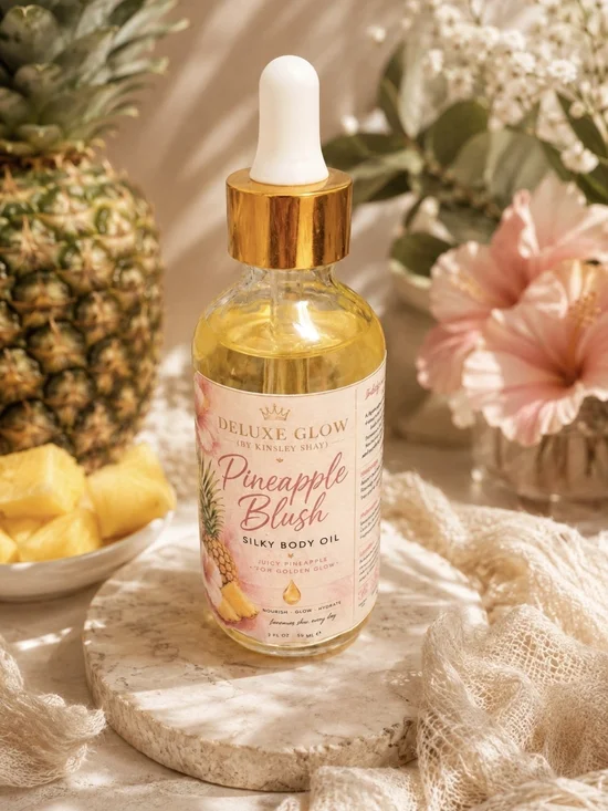 Deluxe Glow Pineapple Blush Silky Body Oil - Gold