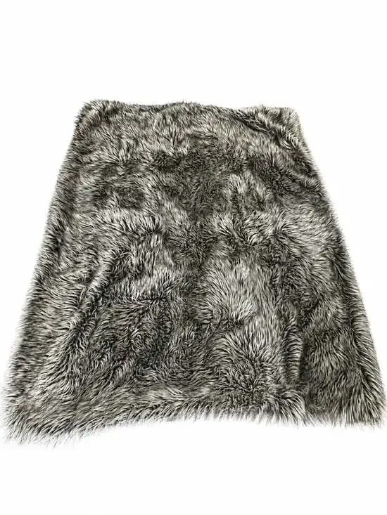LUXE HABITAT blanket throw furry grey Plush Faux Fur Throw Blanket - Gray thick