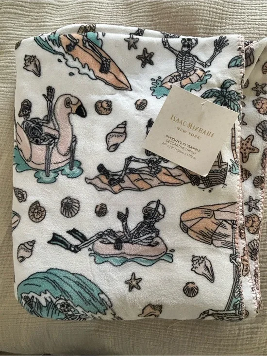 SUMMERWEEN ISAAC MIZRAHI OVERSIZED REVERSIBLE  THROW HALLOWEEN 60” X 70” NEW