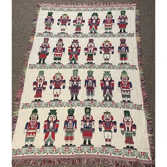 Vintage Woven Nutcracker Tapestry Blanket Christmas Sofa Throw 48