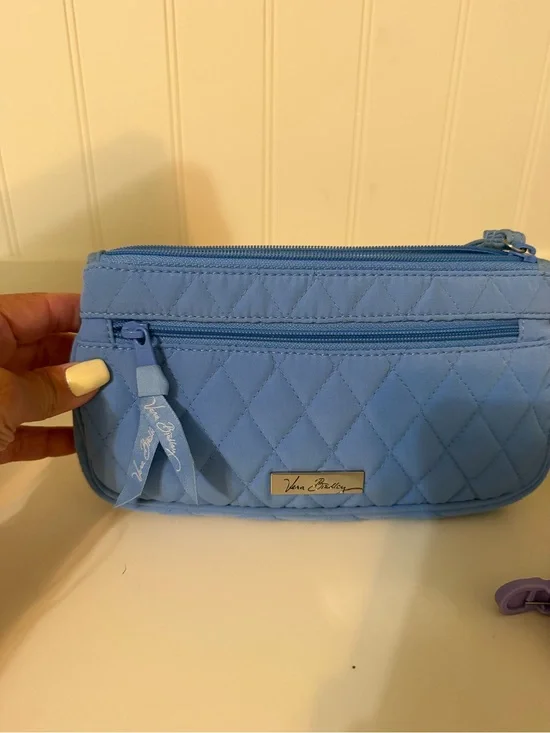 Vera Bradley Quilted Light Blue Zip Wristlet