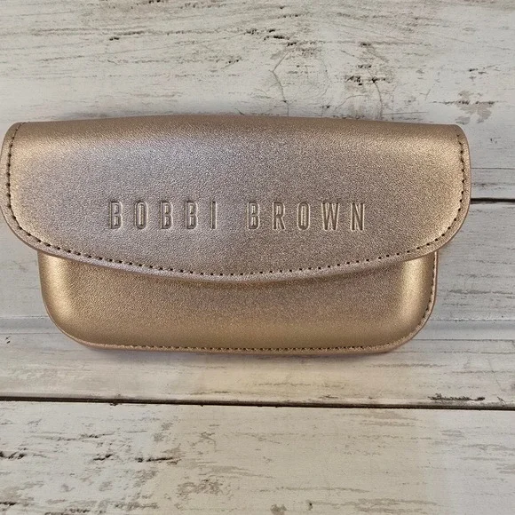 Bobbi Brown Metallic Rose Gold Makeup Pouch Magnetic Snap Travel Case