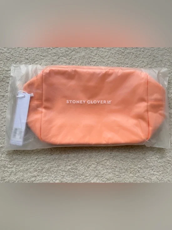 Stoney Clover Lane Classic Large Peach Zip Pouch with White Logo New Tags