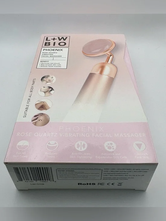 FACTORY SEALED LUXE + WILLOW BIO PHOENIX Rose Quartz Vibrating Facial Massager