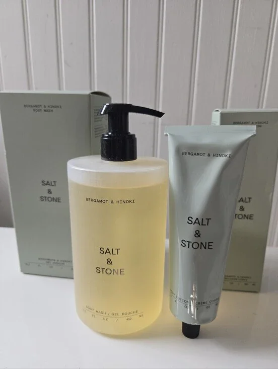 Lot Of 2- Salt & Stone-Bergamot & Hinoki Body Wash + Body Lotion