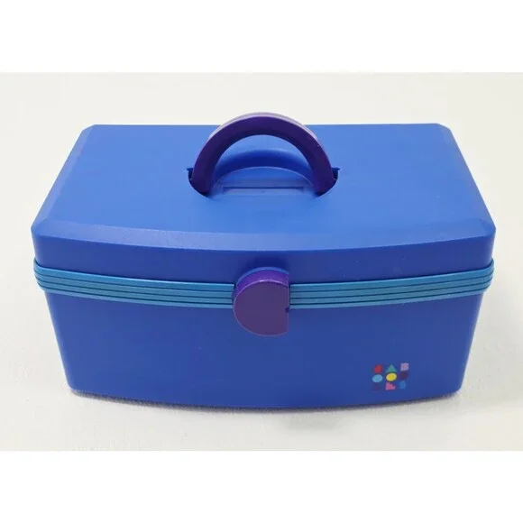Vintage Caboodles Cosmetic Carry Case Organizer 2760 Blue Green Purple W/ Tray