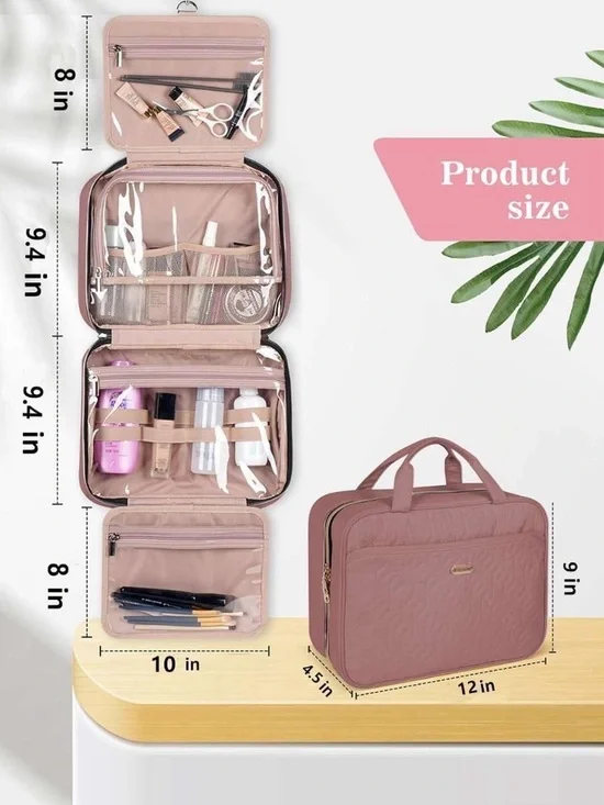 Travel Hanging Cosmetic Organizer Bag - Dusty Pink