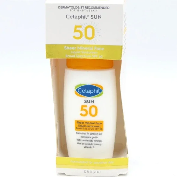 Cetaphil Sun 50 Sheer Mineral Face Liquid Sunscreen SPF 50 1.7oz 08/26 Sensitive