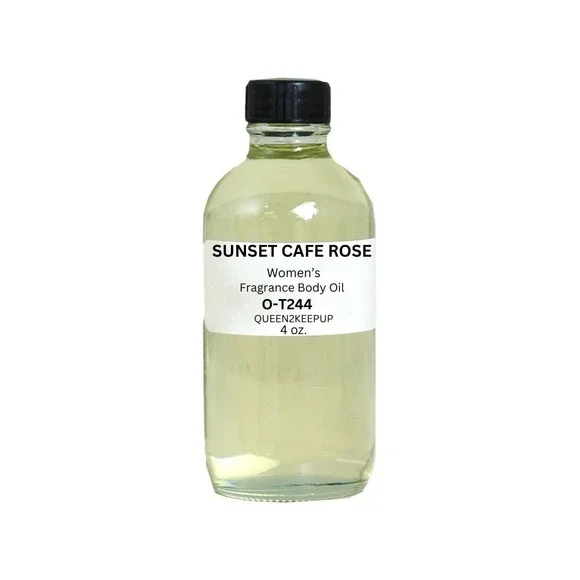 Sunset Café Rose Women's Body Oil Spicy Floral and Coffee Infused Scent 4 oz