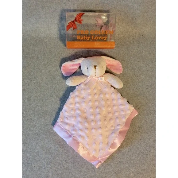 NWT Pro Goleem Pink Bunny Rabbit Satin Minky Dot Security Blanket Lovey